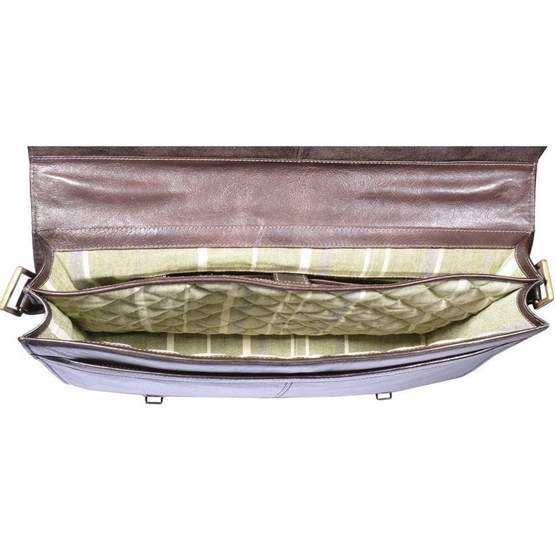 HIDESIGN Charles Large Double Gusset Leather 17" Laptop Compatible Briefcase, Brown - Image 4